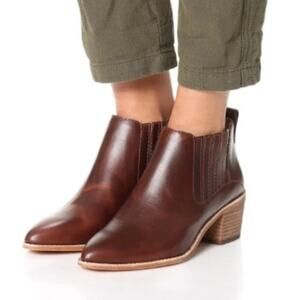 Madewell Bonham Leather Block Heel Ankle Chelsea Boots Brown Women's Size 7.5